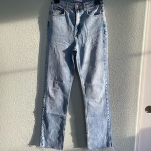 Straight leg jeans with slits
